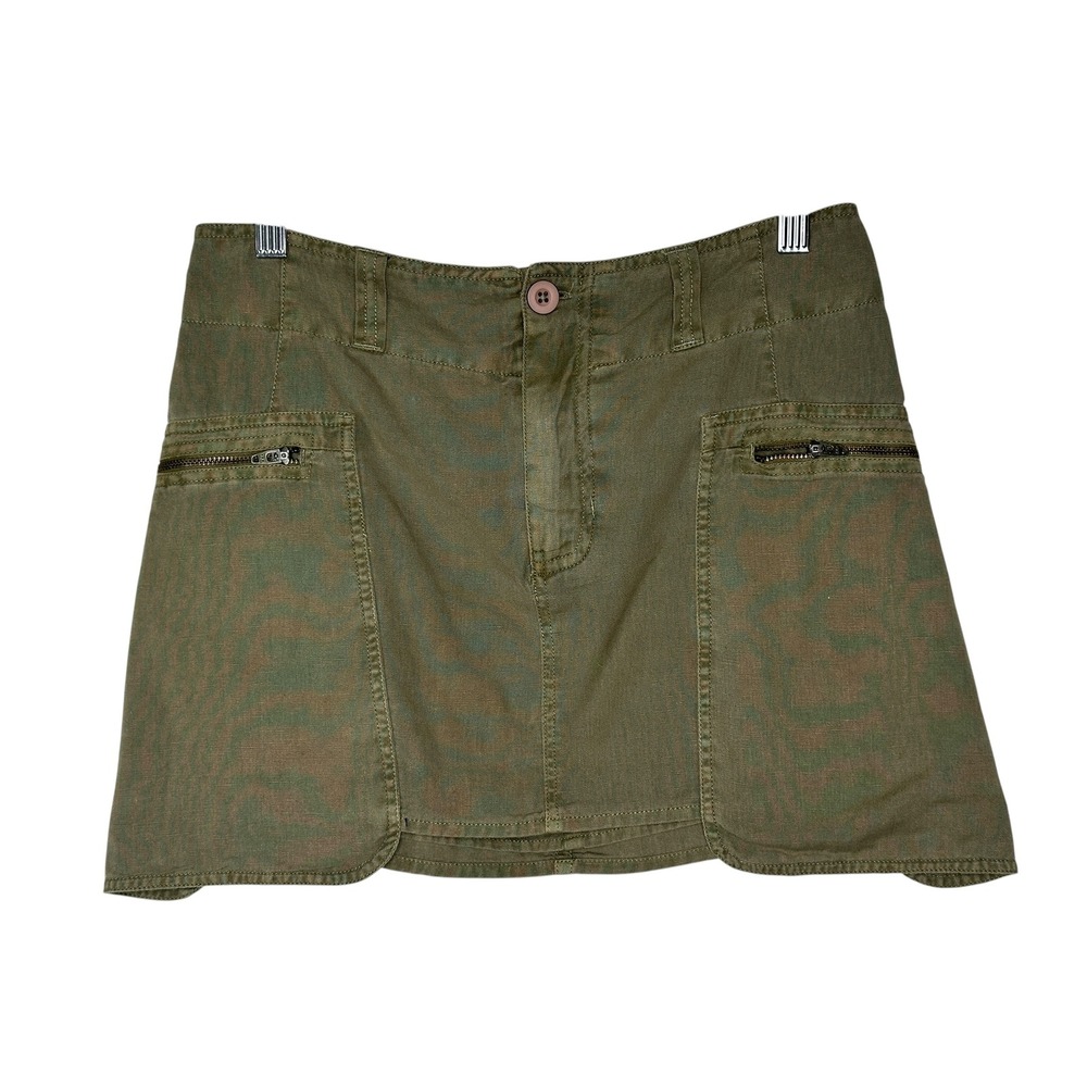 NEW Free People Nevada Utility Mini Skirt 2 Green Cargo Asymmetrical Zip Pocket - Picture 7 of 14